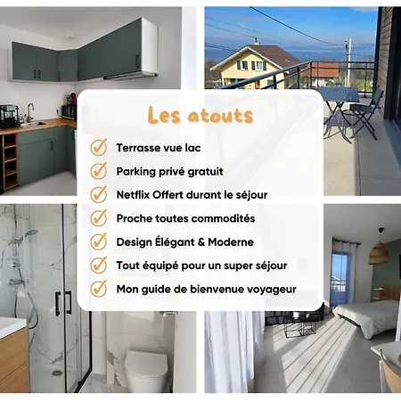 Lumineux Avec Grande Terrasse Et Vue Lac, Parking Privé Lugrin