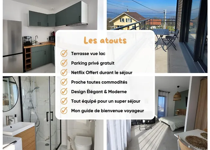 Lumineux Avec Grande Terrasse Et Vue Lac, Parking Privé Lugrin